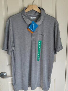 NEW Columbia Mens Short Sleeve Polo Shirt XL NWT UPF 50+ Omni Shade Wick Grey